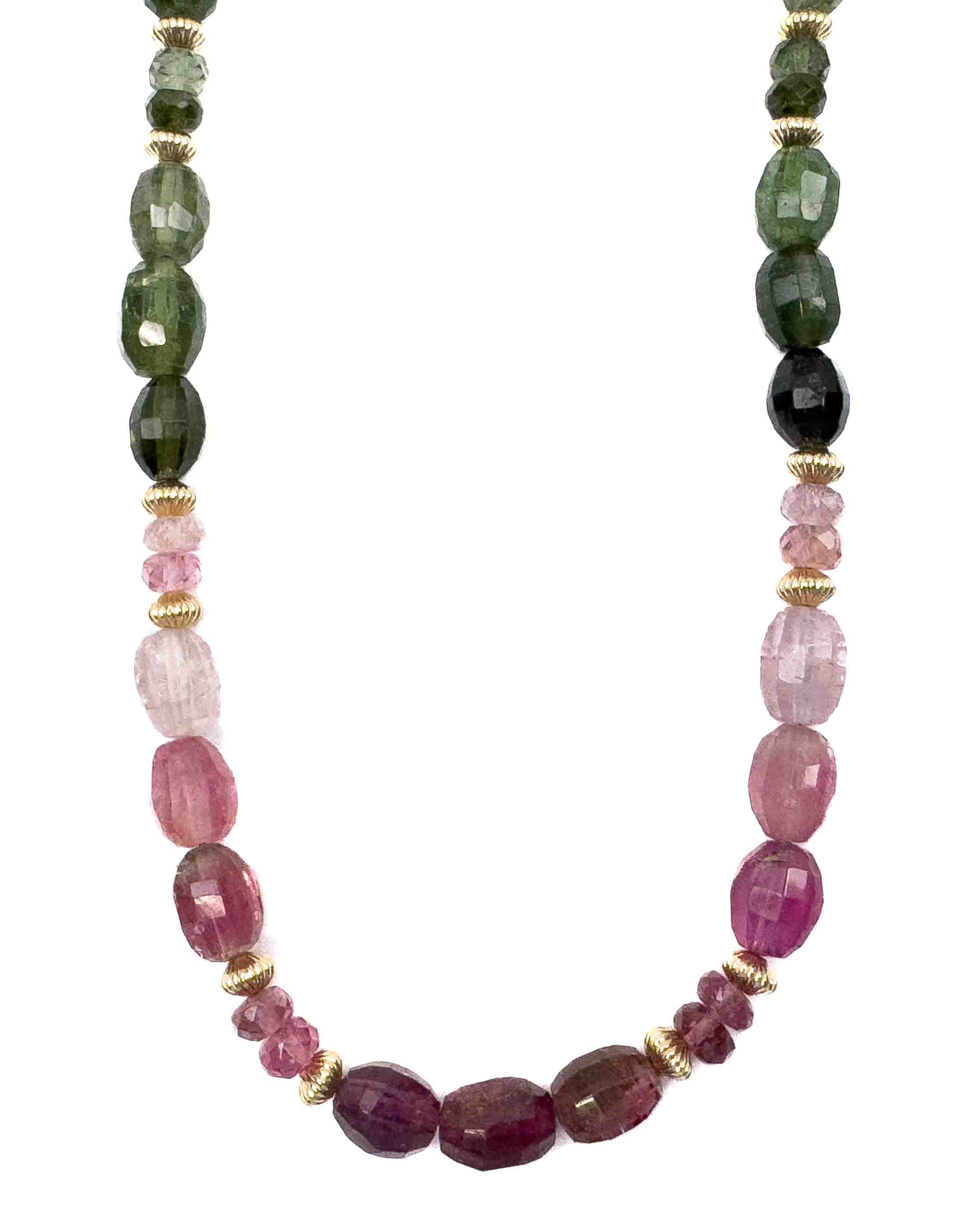 Faceted Watermelon Tourmaline Strand Necklace