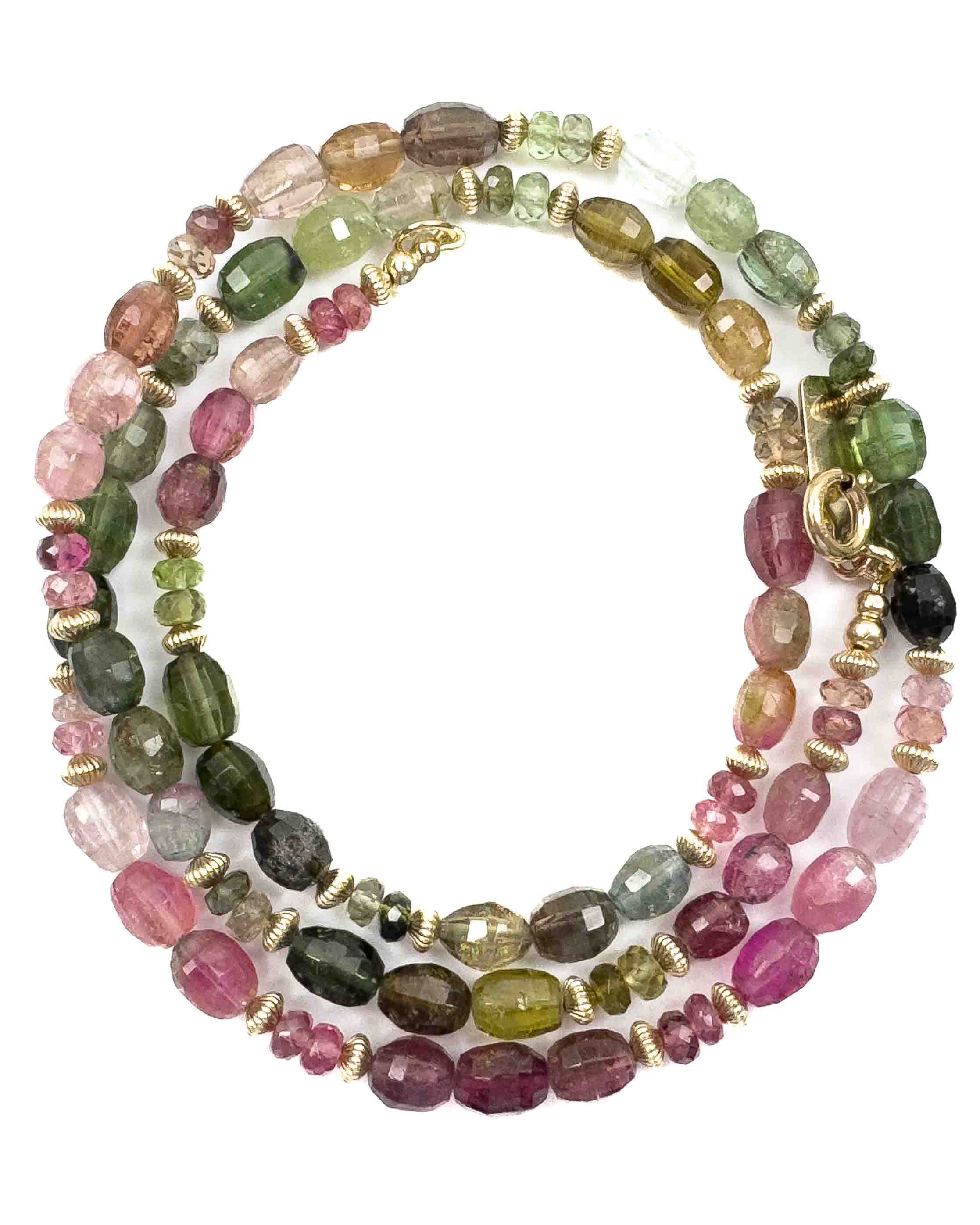Faceted Watermelon Tourmaline Strand Necklace