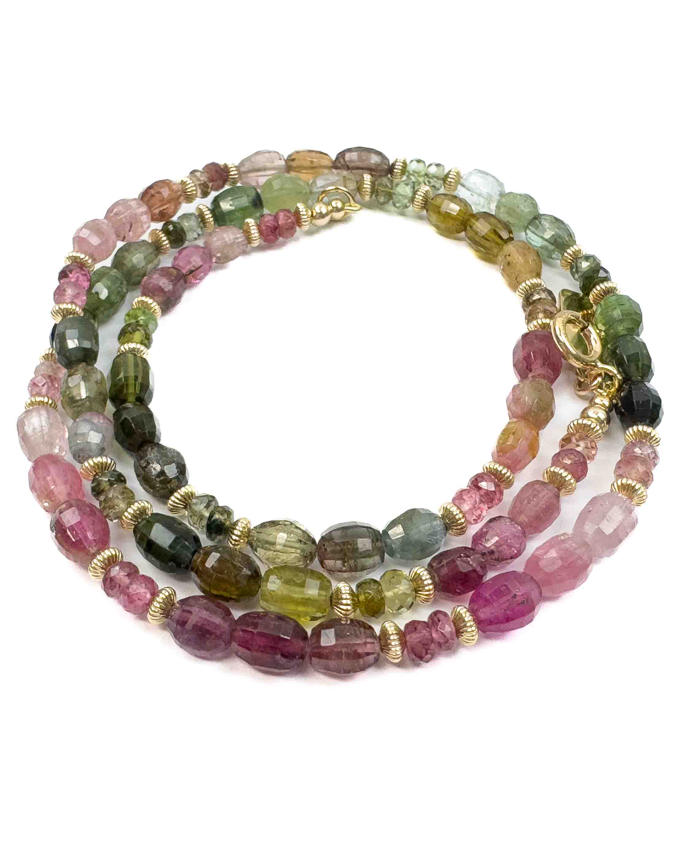 Faceted Watermelon Tourmaline Strand Necklace