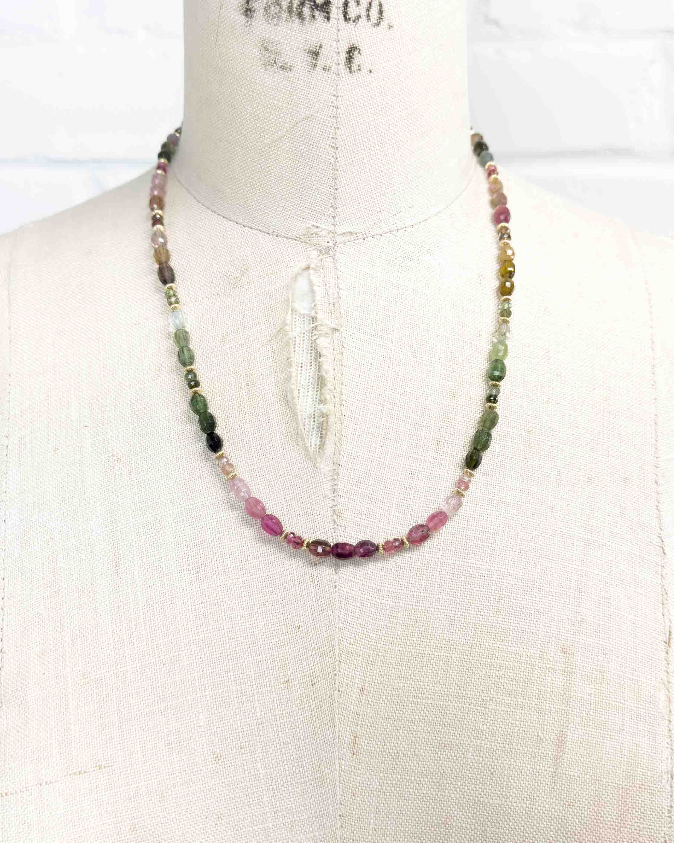 Faceted Watermelon Tourmaline Strand Necklace