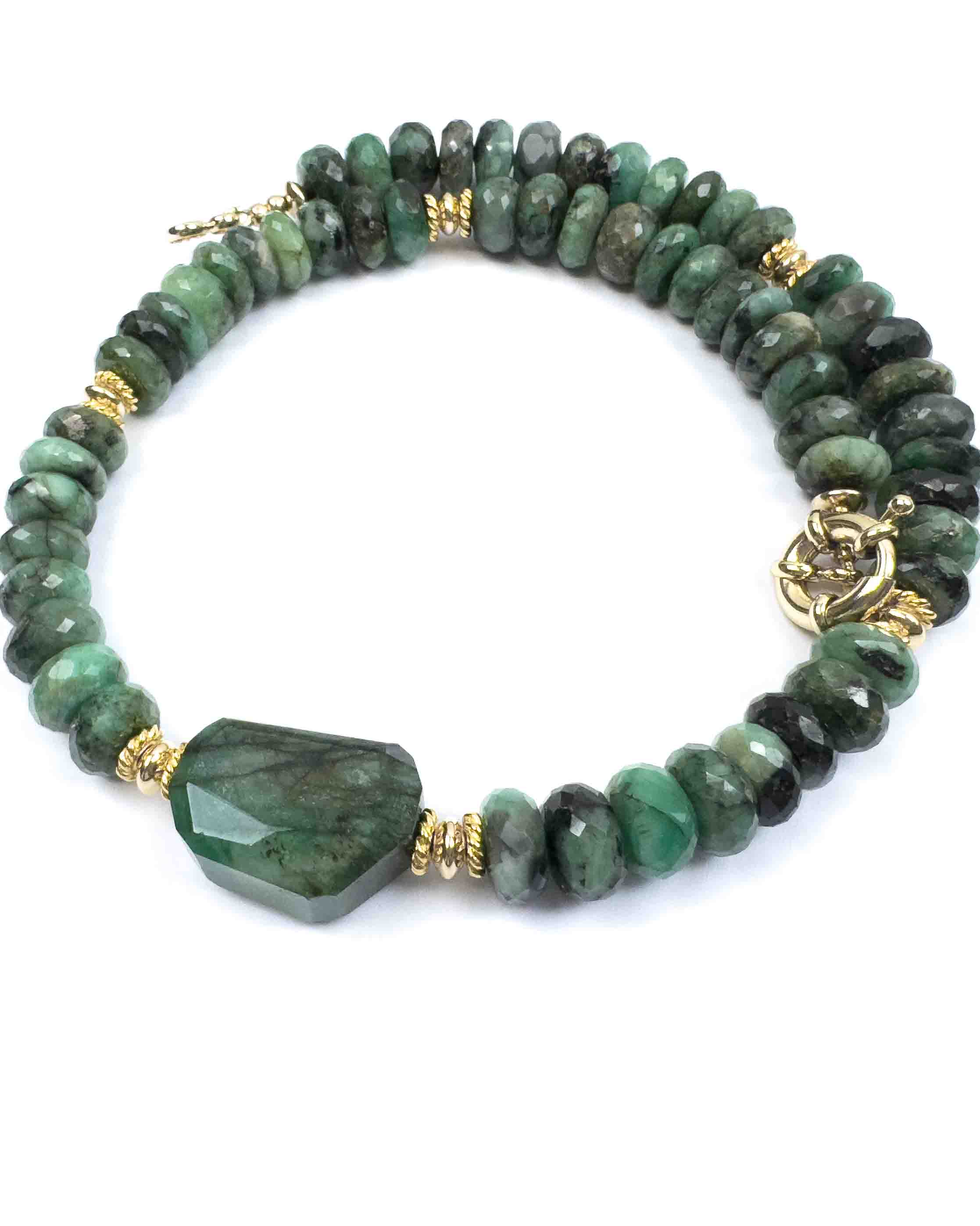 Natural Brazilian Emerald Nugget Necklace