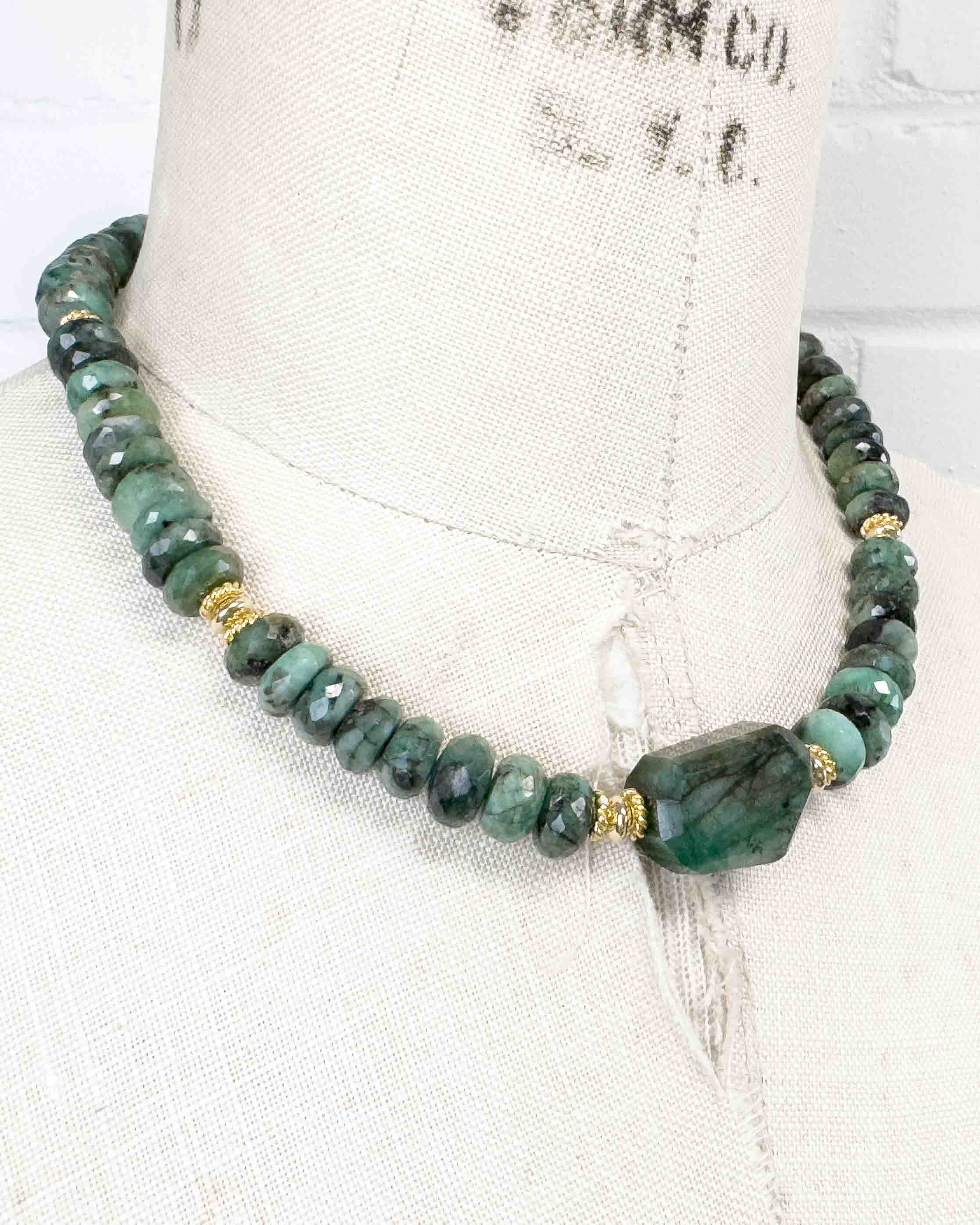 Natural Brazilian Emerald Nugget Necklace