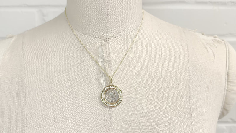 14k Gold & Diamond Genuine Ancient Roman Coin Necklace (Venus; 46 B.C.)