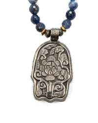 Nepali Hamsa Pendant Sodalite Gemstone Necklace