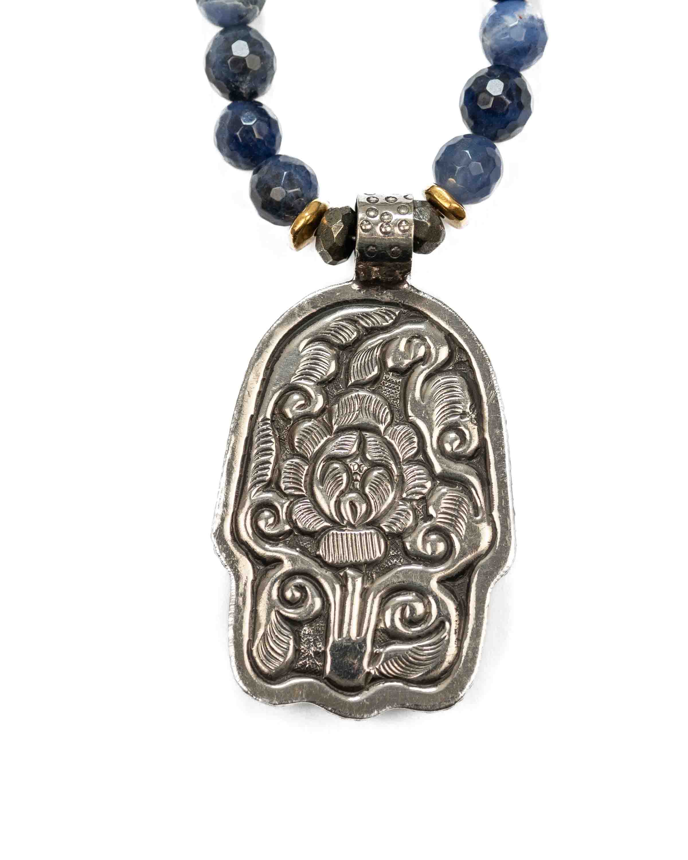 Nepali Hamsa Pendant Sodalite Gemstone Necklace