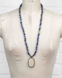 Nepali Hamsa Pendant Sodalite Gemstone Necklace