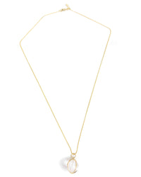 14k Diamond & Carved Quartz Drop Necklace