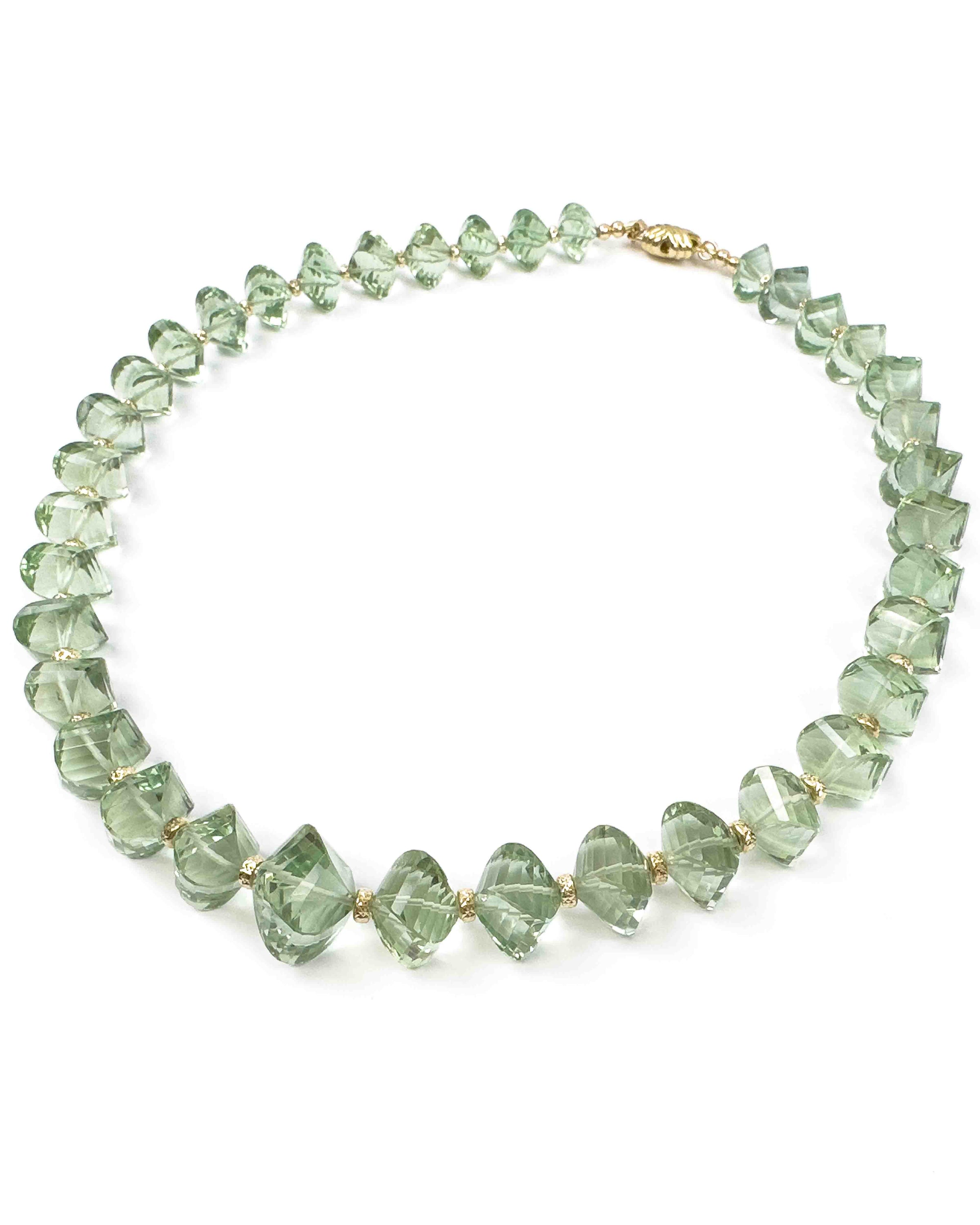 14k Natural Brazilian Prasiolite Statement Necklace