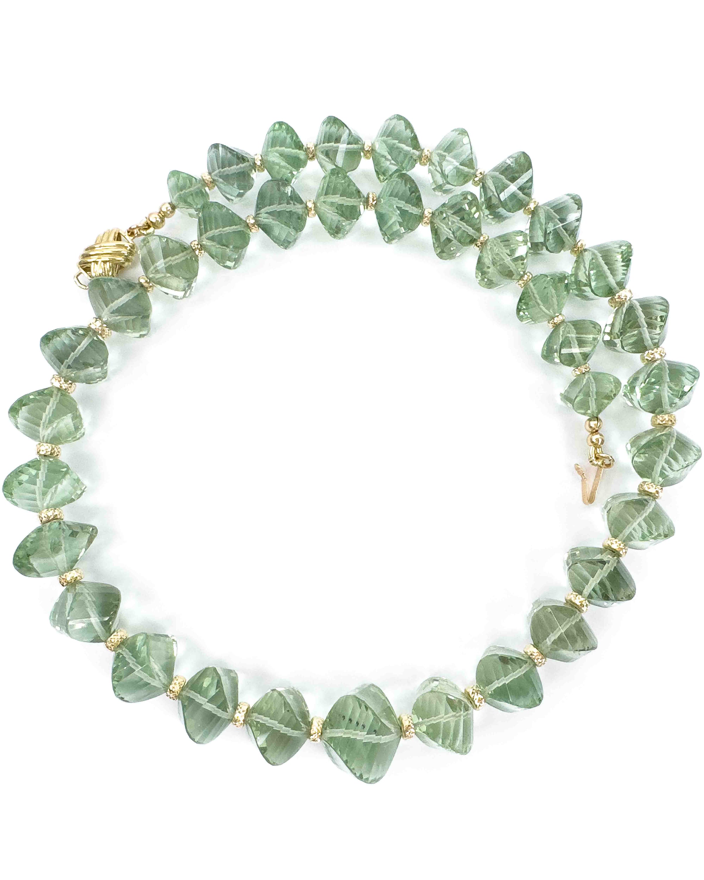 14k Natural Brazilian Prasiolite Statement Necklace