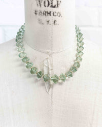 14k Natural Brazilian Prasiolite Statement Necklace