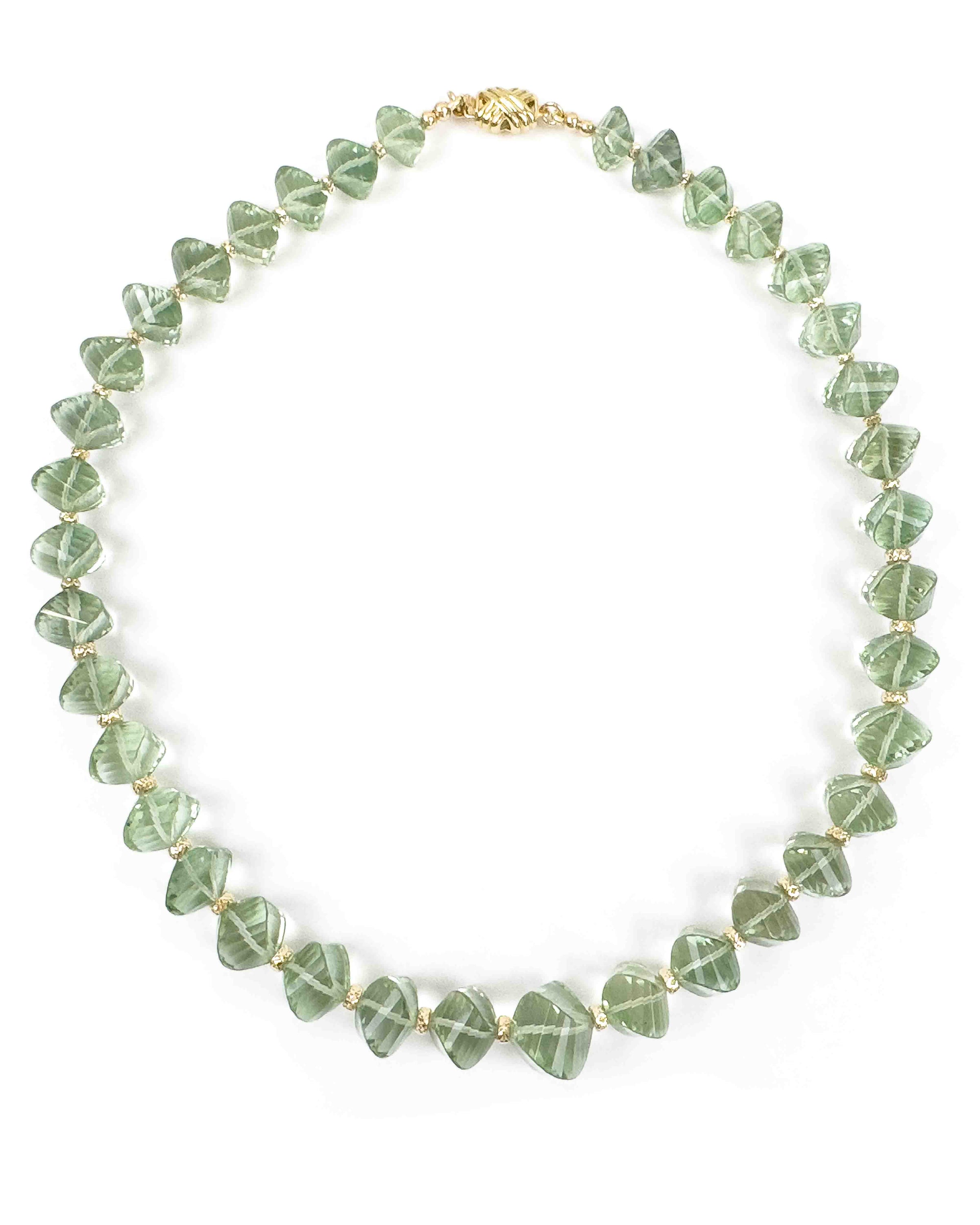 14k Natural Brazilian Prasiolite Statement Necklace