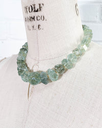 AAA Quality Moss Aquamarine Nugget & 14k Gold Necklace