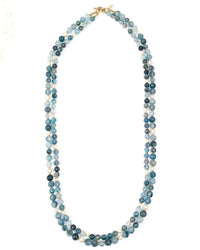 Blue Rutilated Quartz & Swarovski Glass Pearl Double Strand Necklace
