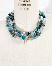 Blue Rutilated Quartz & Swarovski Glass Pearl Double Strand Necklace