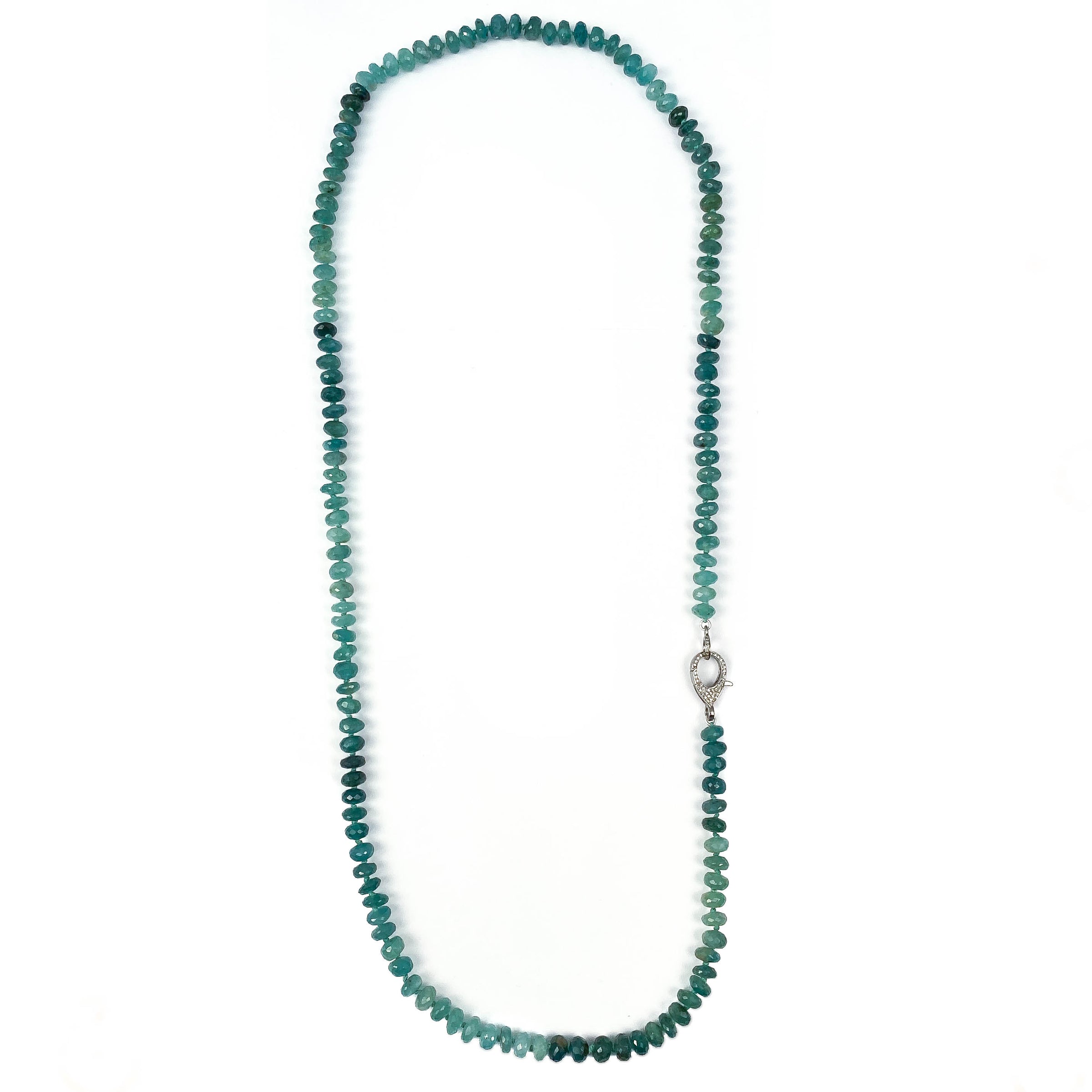 Hand-Knotted Pavé Diamond & Grandidierite Strand Necklace