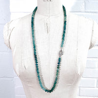 Hand-Knotted Pavé Diamond & Grandidierite Strand Necklace