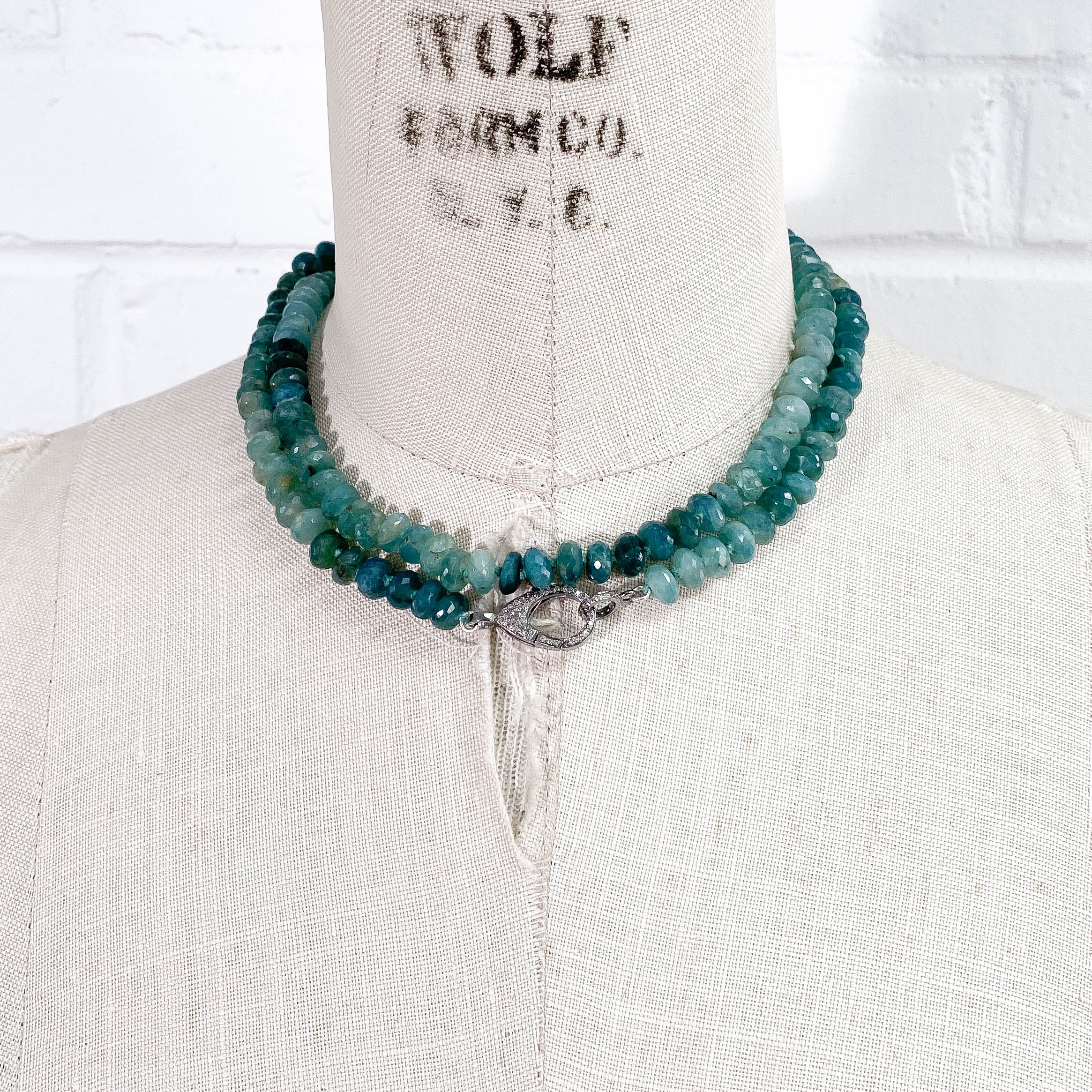 Hand-Knotted Pavé Diamond & Grandidierite Strand Necklace