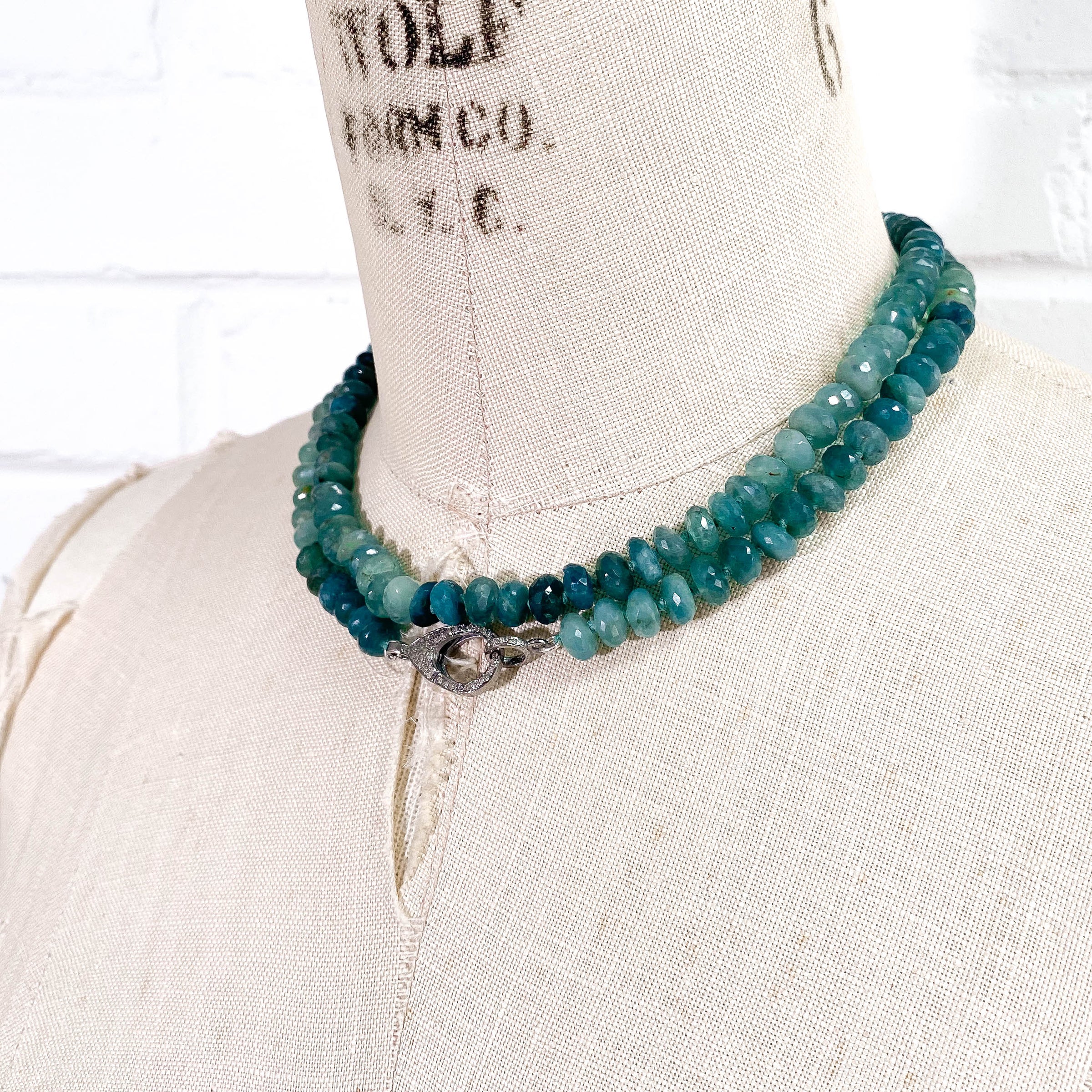 Hand-Knotted Pavé Diamond & Grandidierite Strand Necklace