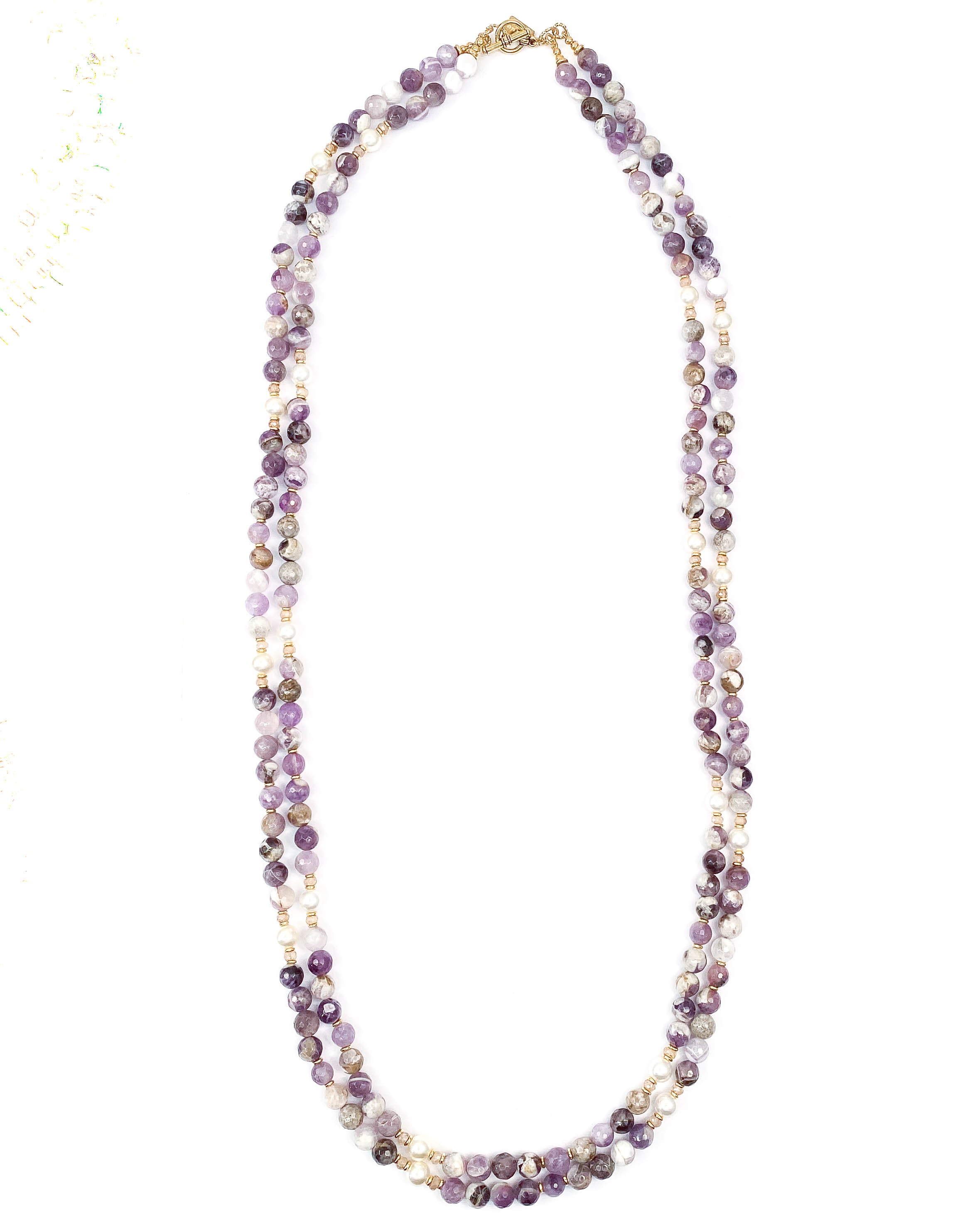 Amethyst & Pearl Double Strand Necklace