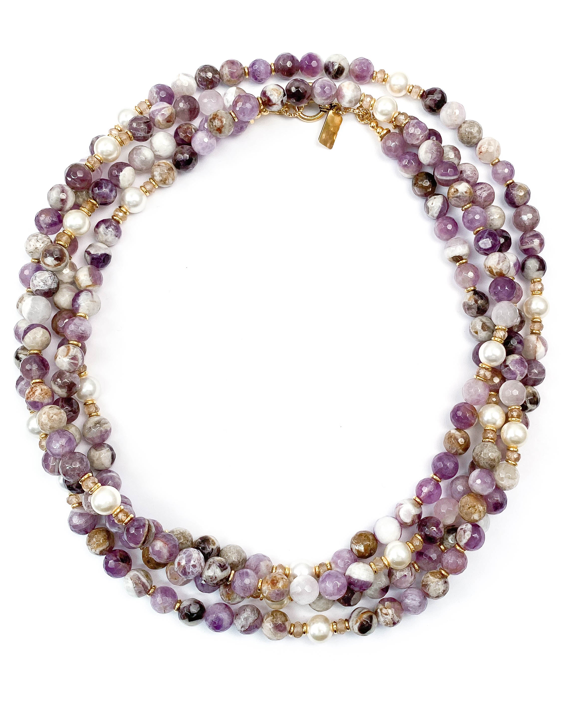 Amethyst & Pearl Double Strand Necklace