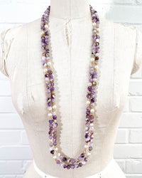 Amethyst & Pearl Double Strand Necklace