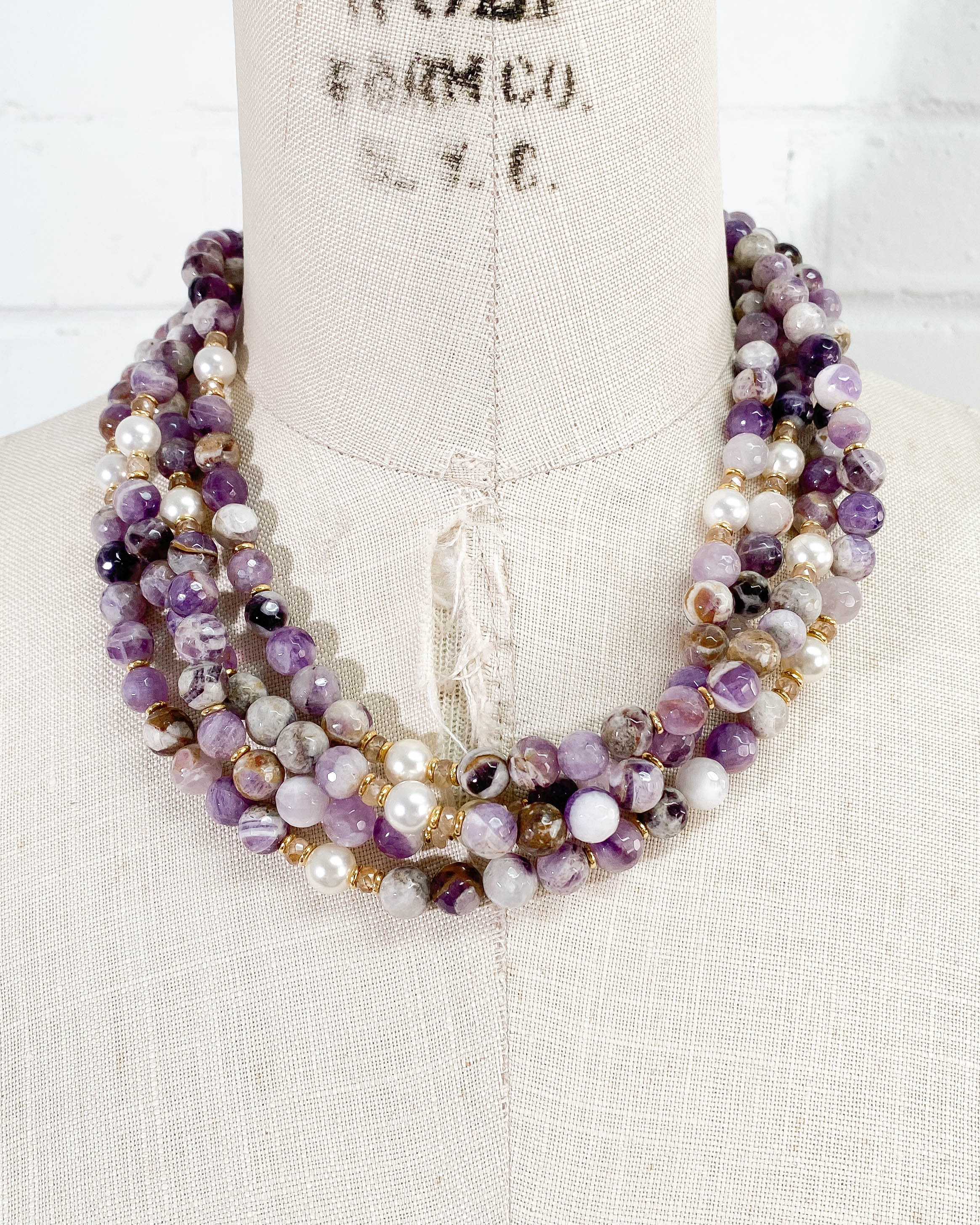 Amethyst & Pearl Double Strand Necklace