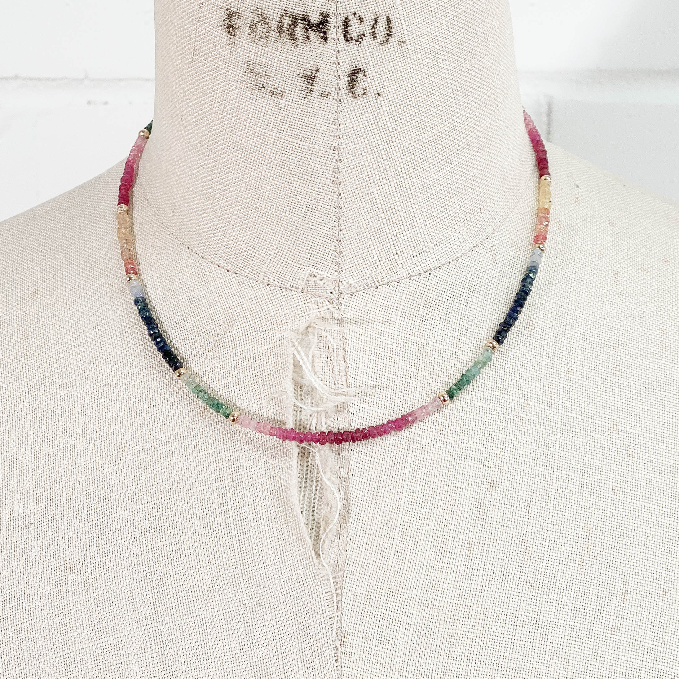 Ruby, Blue & Orange Sapphire, & Emerald Necklace