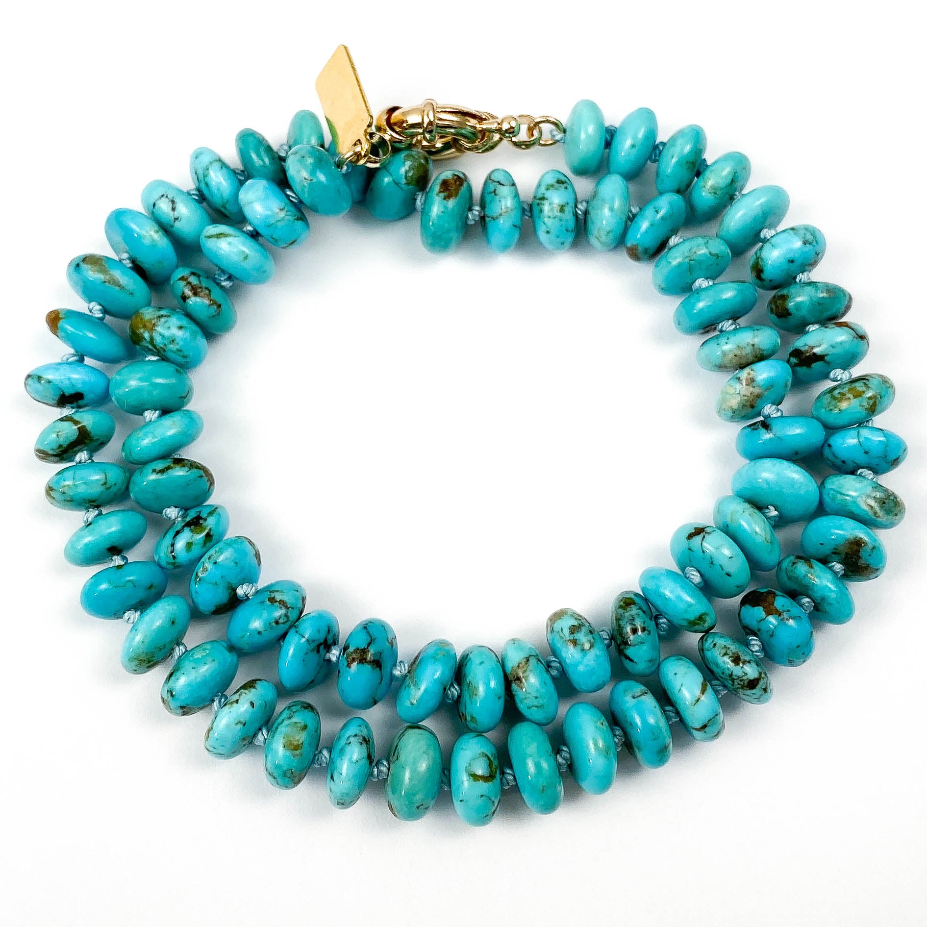 Hand-Knotted Arizona Kingman Turquoise Necklace