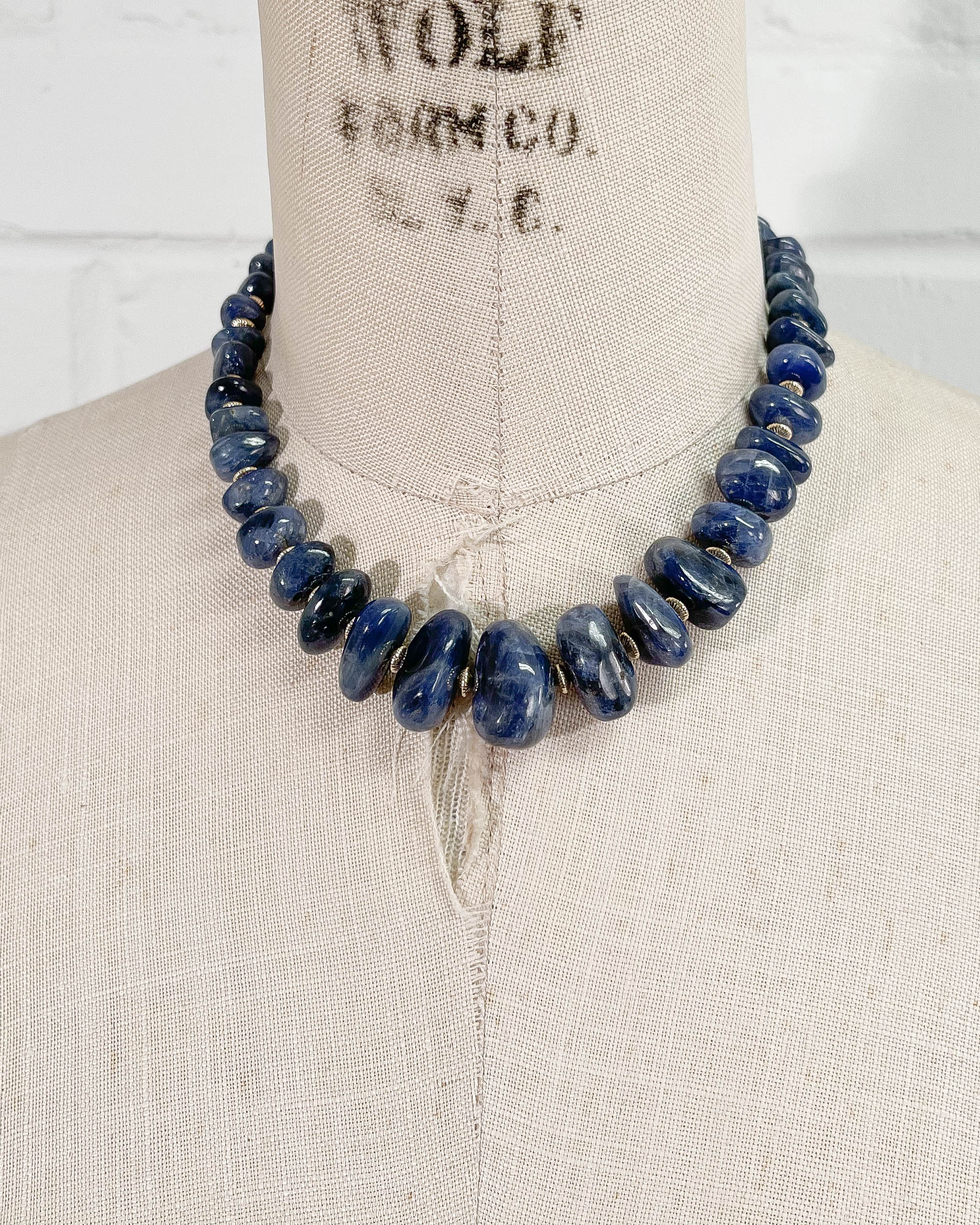 Natural Tumbled Blue Sapphire Necklace