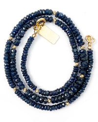 14k Gold Graduated Blue Sapphire Necklace