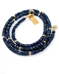 14k Gold Graduated Blue Sapphire Necklace