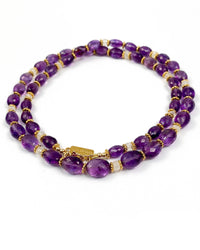 Faceted Amethyst and White Moonstone Strand Necklace