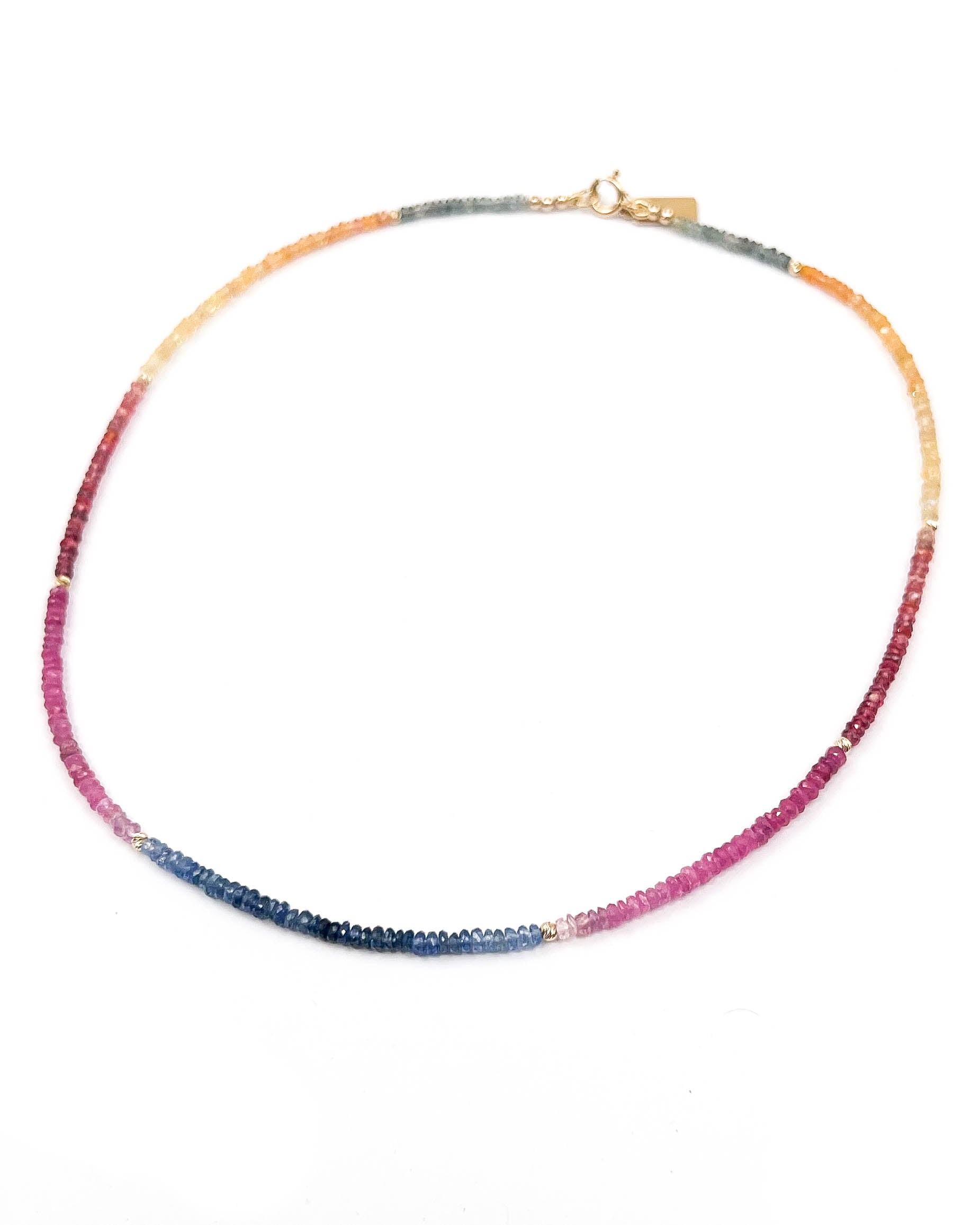 14k Gold Rainbow Sapphire Necklace