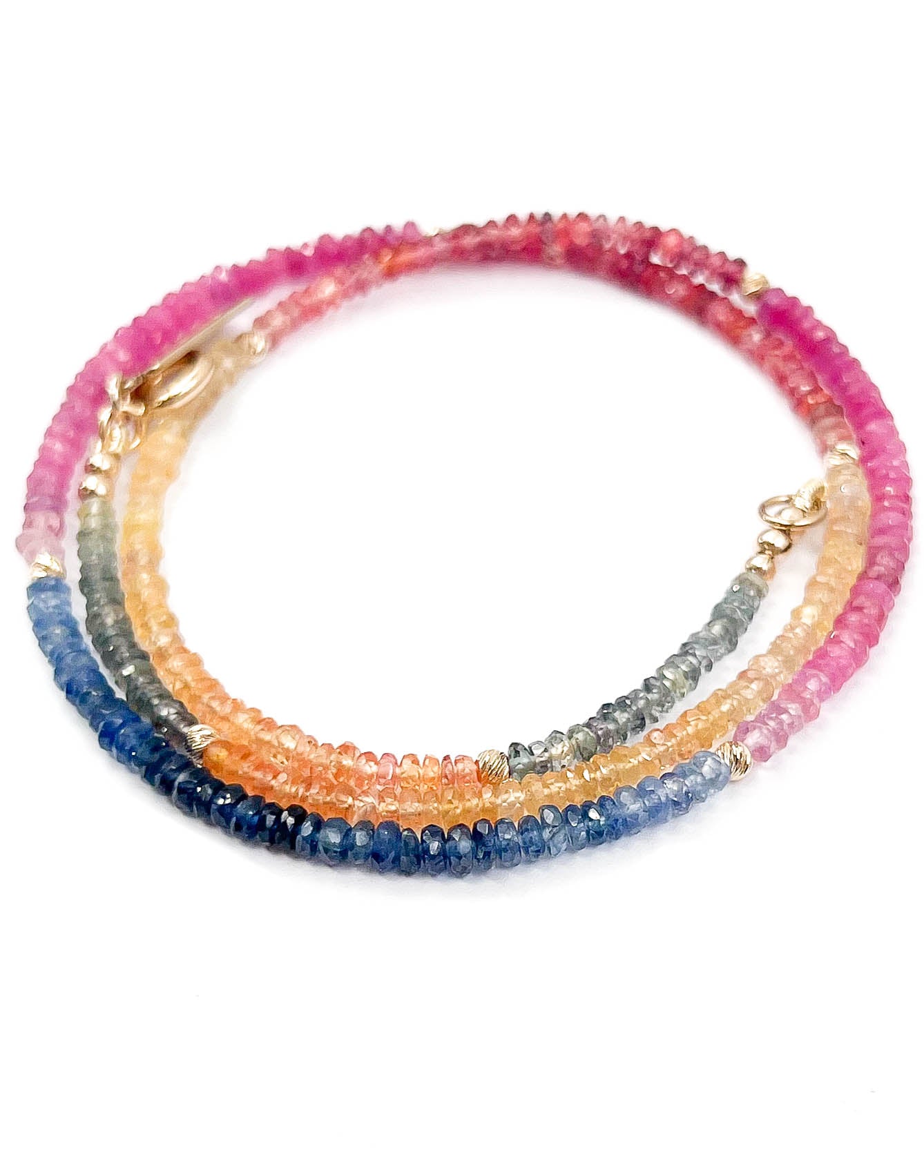 14k Gold Rainbow Sapphire Necklace