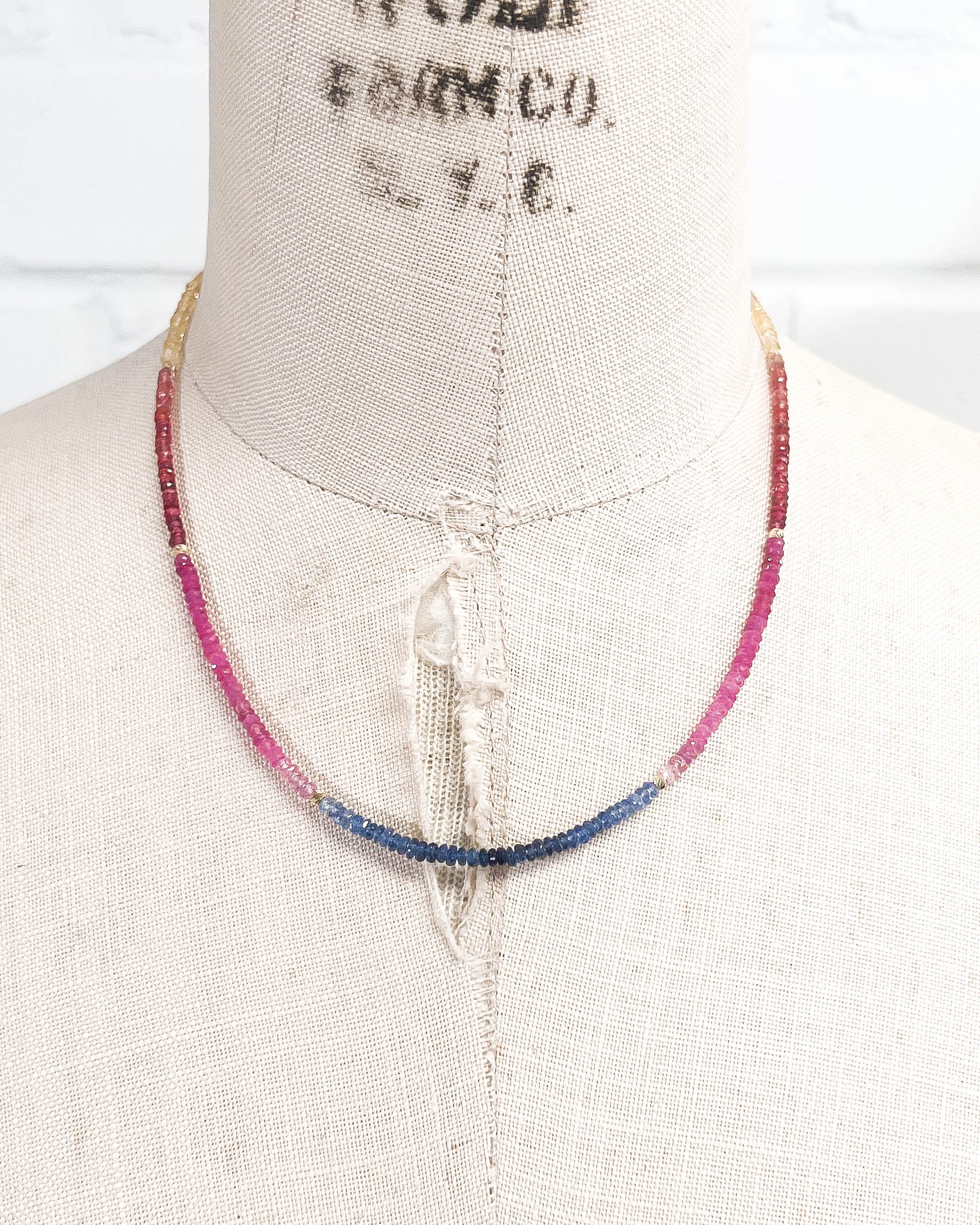 14k Gold Rainbow Sapphire Necklace