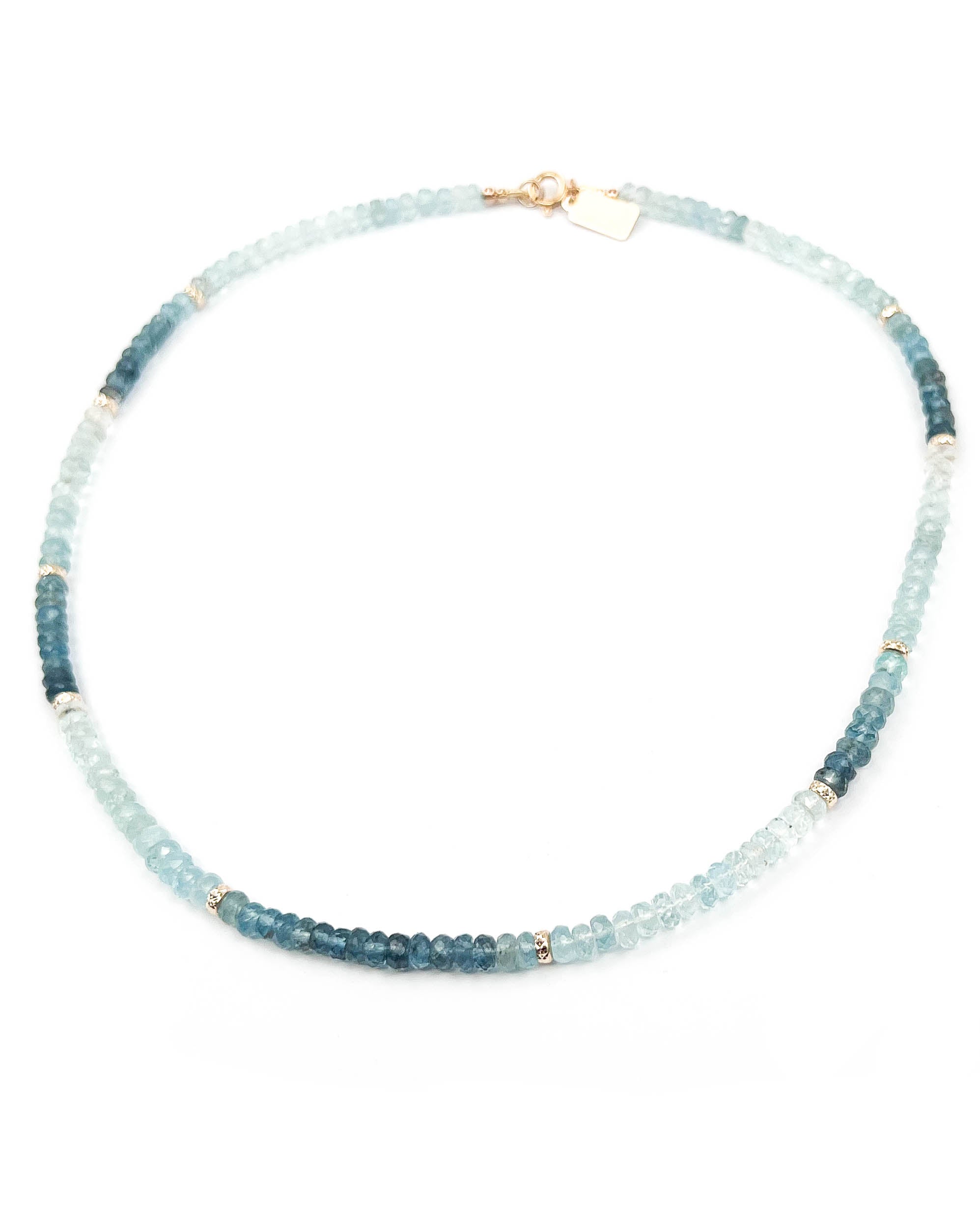 14k Gold Gradient Aquamarine Necklace