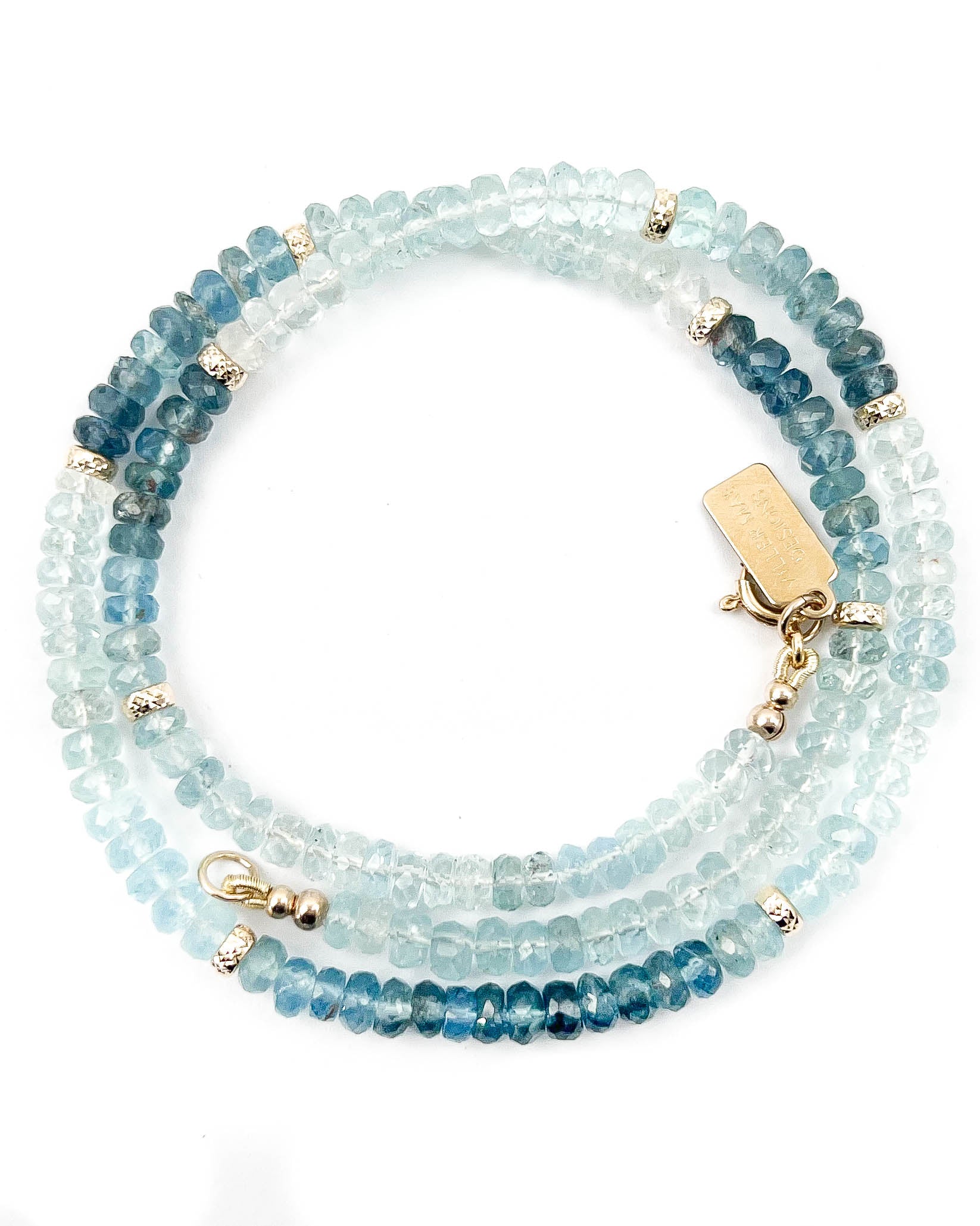 14k Gold Gradient Aquamarine Necklace