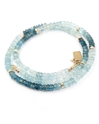 14k Gold Gradient Aquamarine Necklace