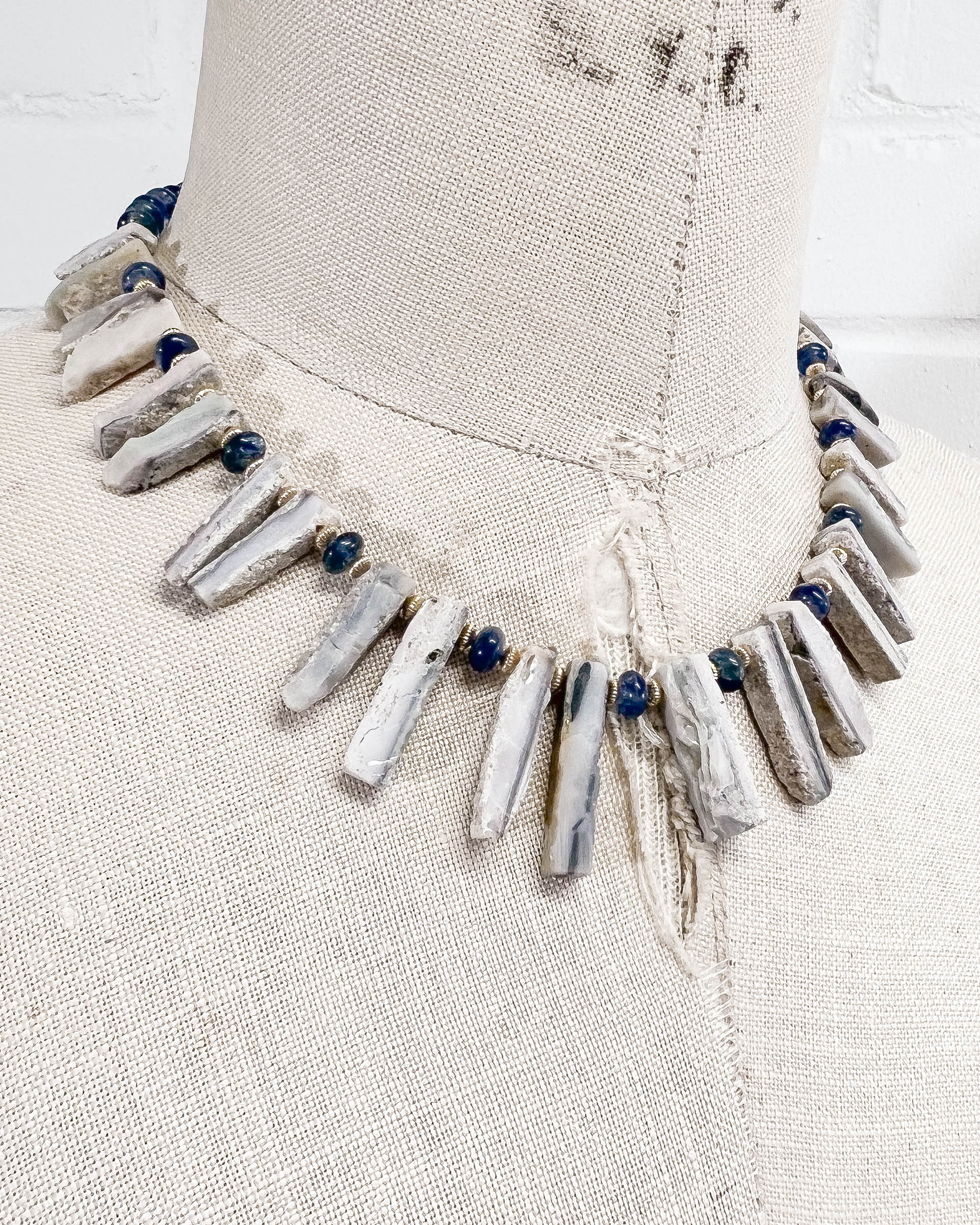 Australian Boulder Opal Geode & Kyanite Necklace