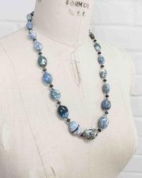 Blue Owyhee Opal Nugget & Kyanite Strand Necklace