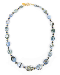 Blue Owyhee Opal Nugget & Kyanite Strand Necklace