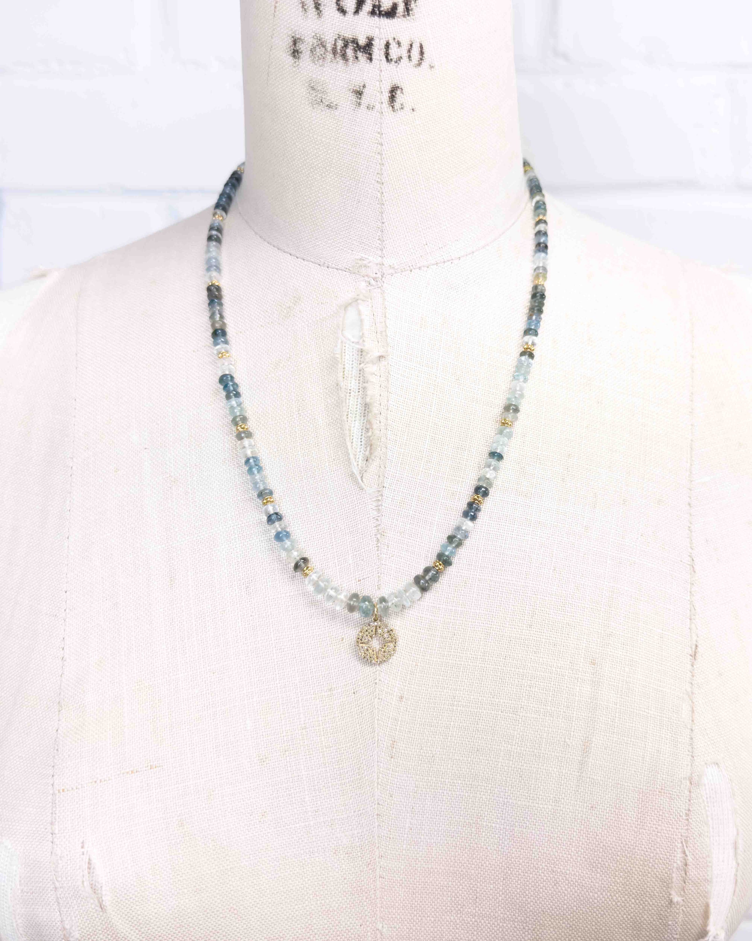 Diamond North Star & Aquamarine Necklace