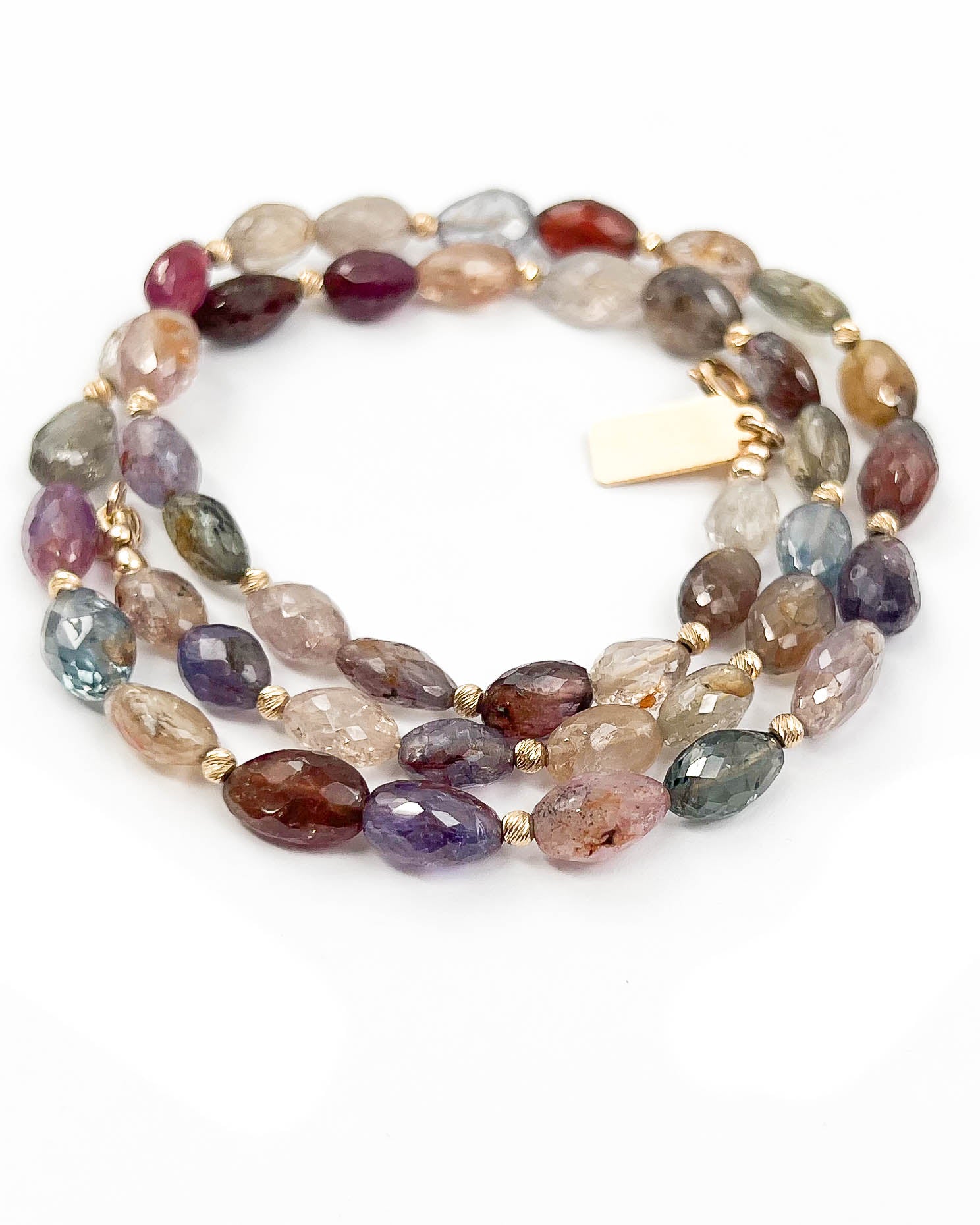 14k Gold Multi-Color Natural Sapphire Necklace