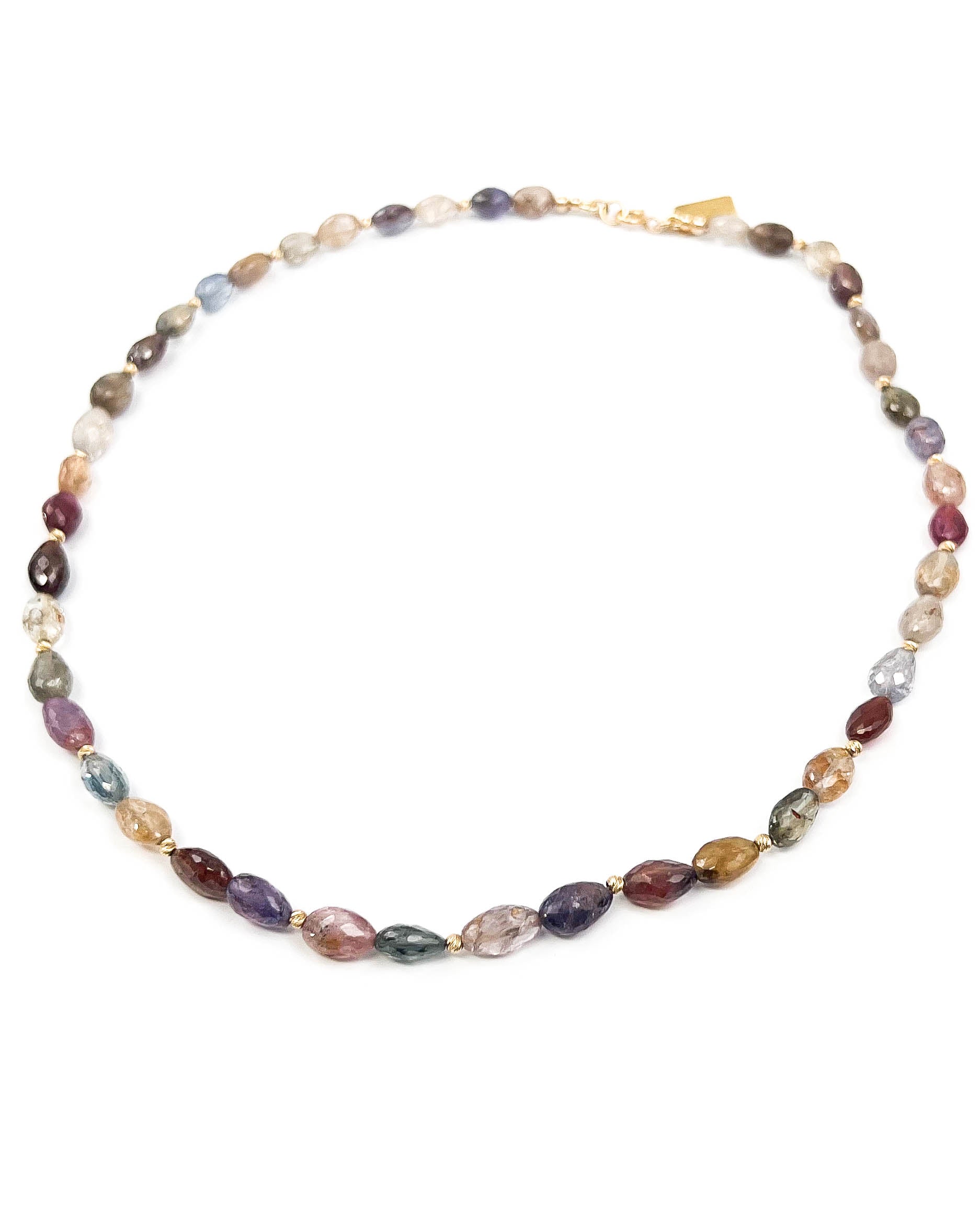 14k Gold Multi-Color Natural Sapphire Necklace
