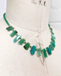 14k Gold Emerald & Amazonite Spike with Columbian Emerald Necklace