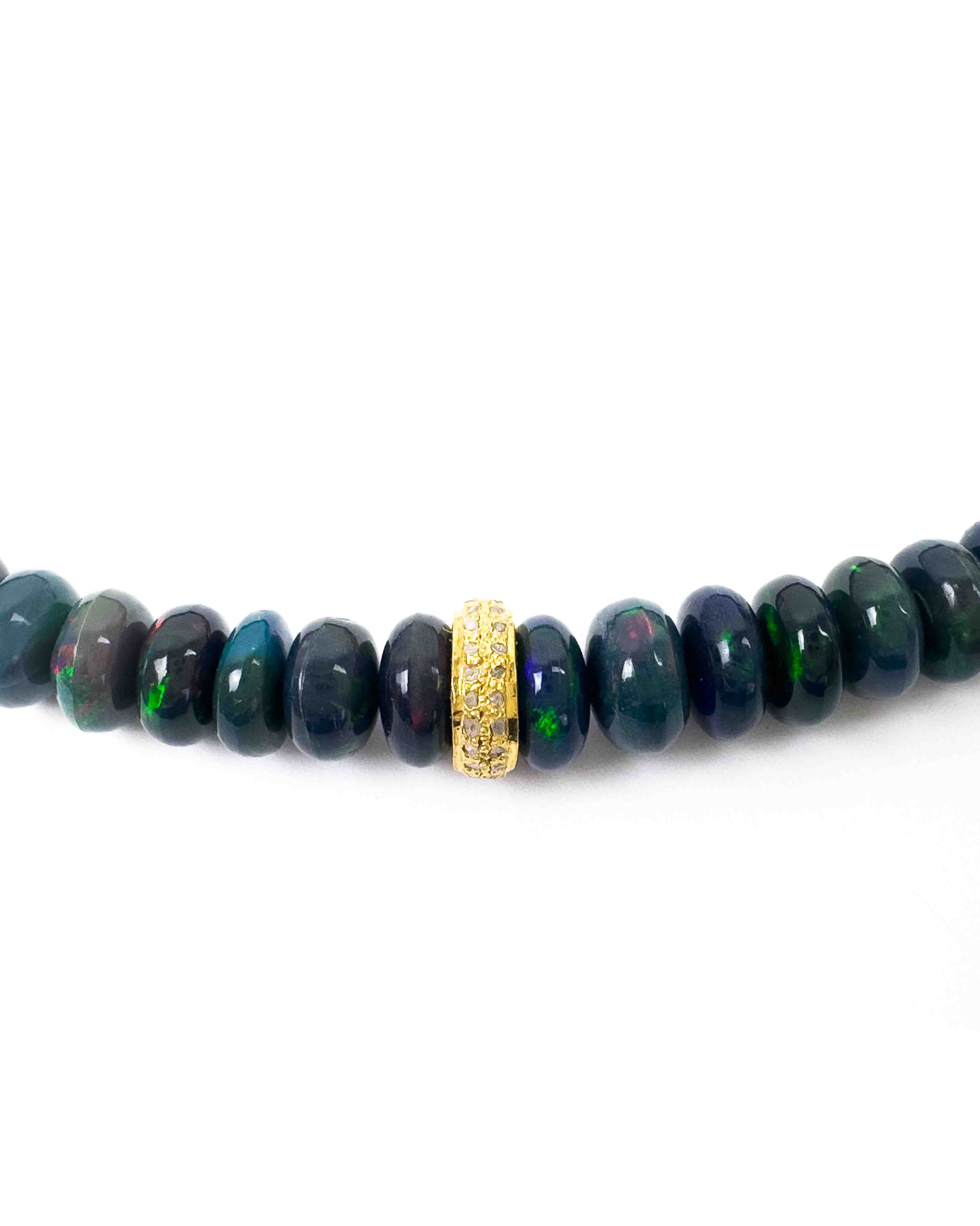 Diamond & Ethiopian Black Opal Strand Necklace