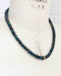 Diamond & Ethiopian Black Opal Strand Necklace