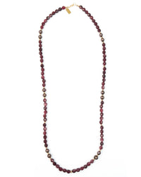 Ruby Quartz & Chocolate Peacock Pearl Strand Necklace