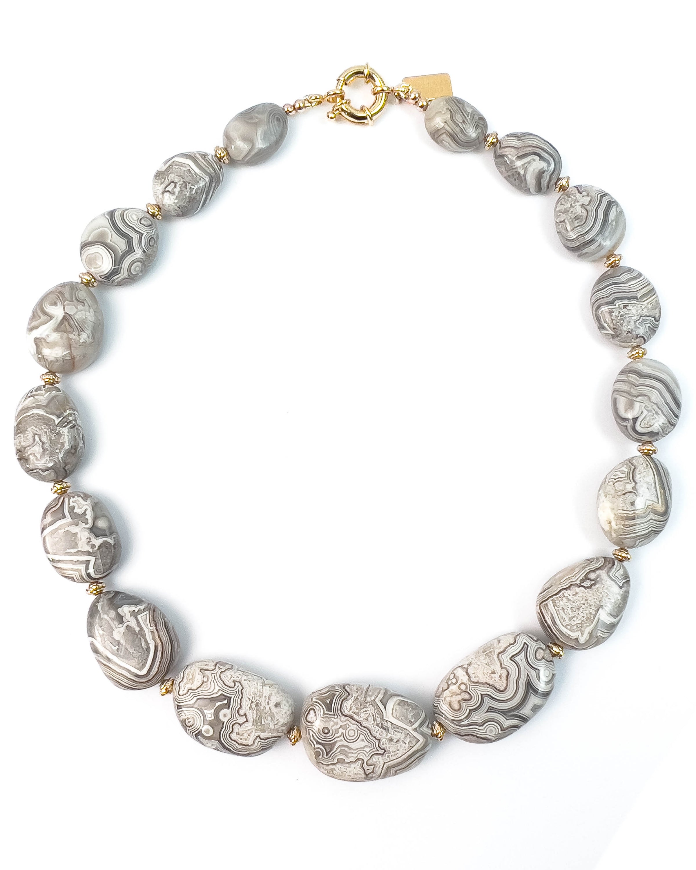 AAA Quality Grey Banded Jasper Nugget Necklace
