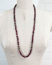 Ruby Quartz & Chocolate Peacock Pearl Strand Necklace